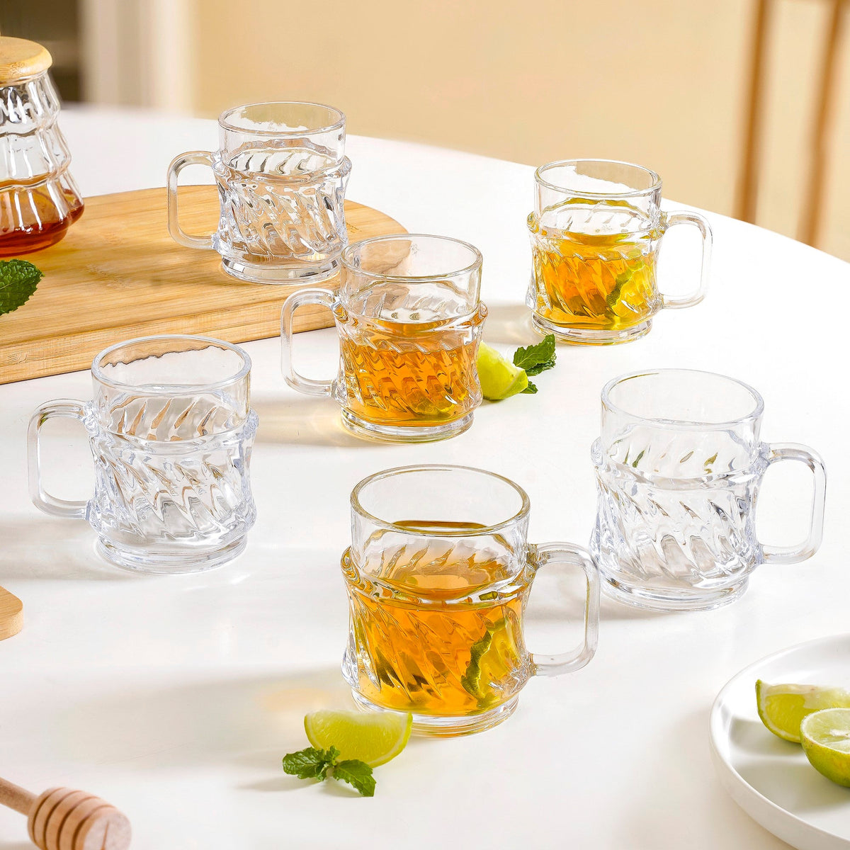Embossed Tea Cup Set Of 6 165ml Nestasia
