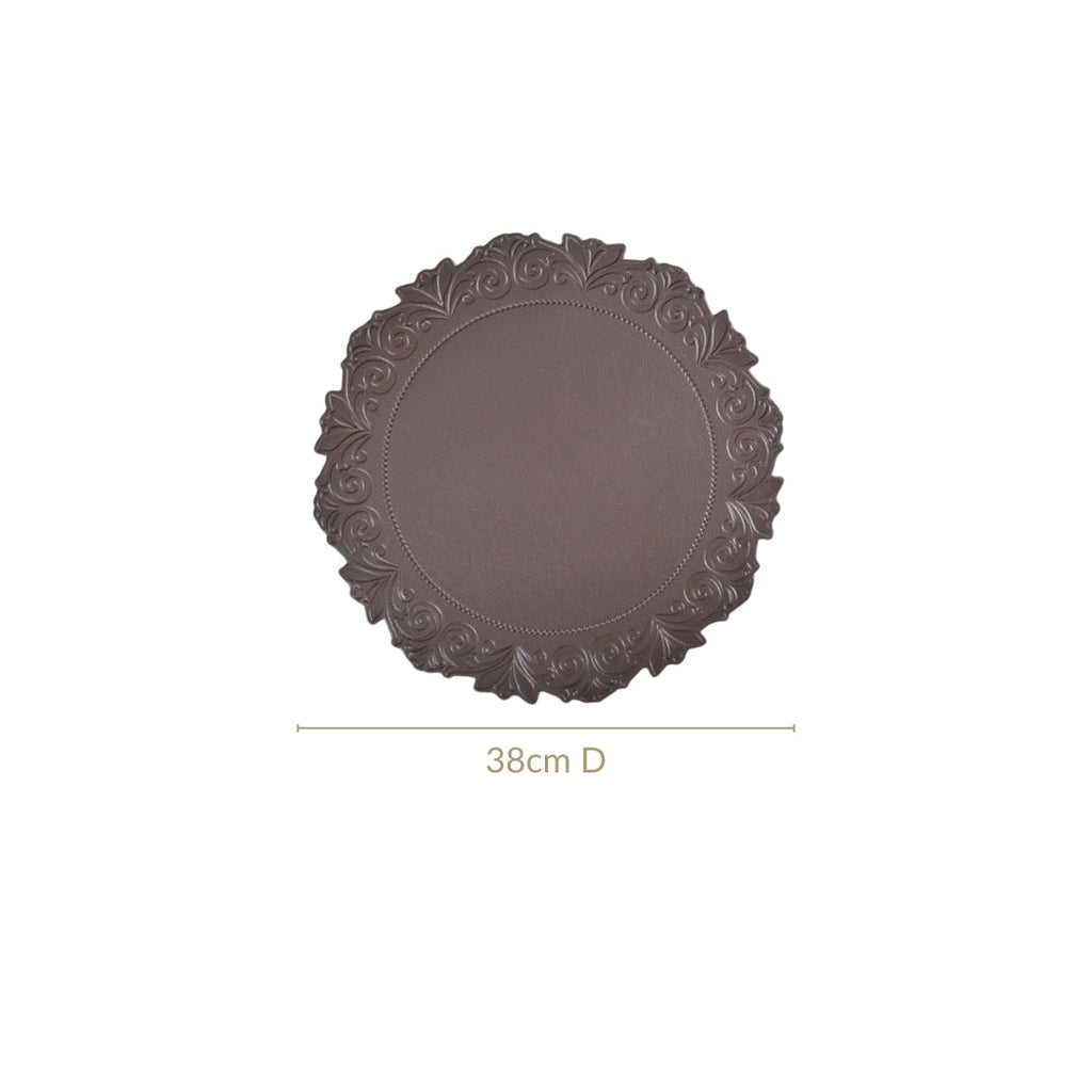 Embossed Brown Round Placemat Set Of 6 Nestasia