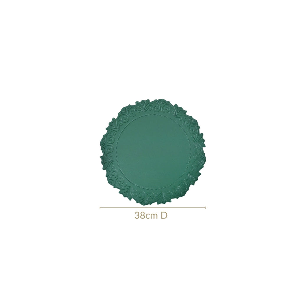 Embossed Green Round Placemat Set Of 6 Nestasia