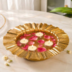 Embossed Sunburst Gold Ruffled Urli Bowl 1800ml Nestasia