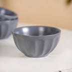 Embossed Grey Ceramic Bowl Set Of 4 580ml Nestasia