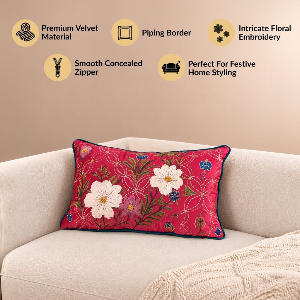 Embroidered Eden Cushion Cover 50x30cm Nestasia