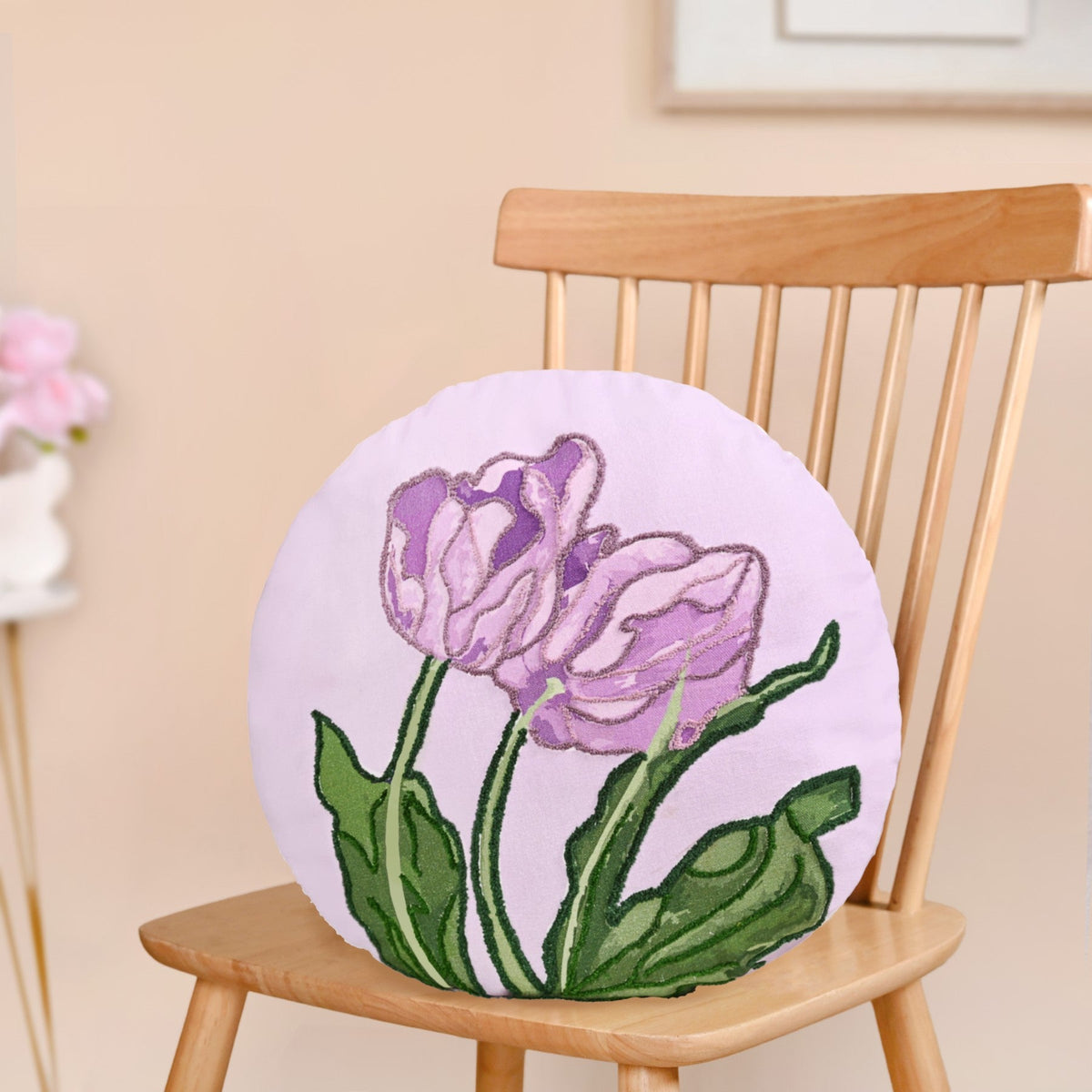 Embroidered Lilac Petal Cushion Cover 40cm Nestasia