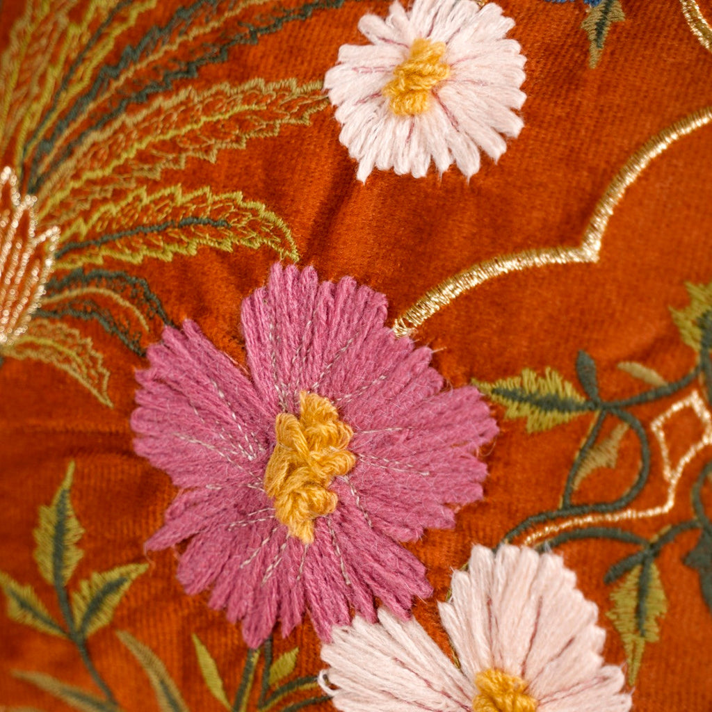 Embroidered Palm Royale Sofa Cushion Cover 50x30cm Nestasia