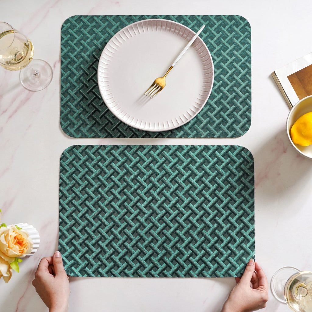 Emerald Green Basket Pattern Tablemat Set Of 6 Nestasia
