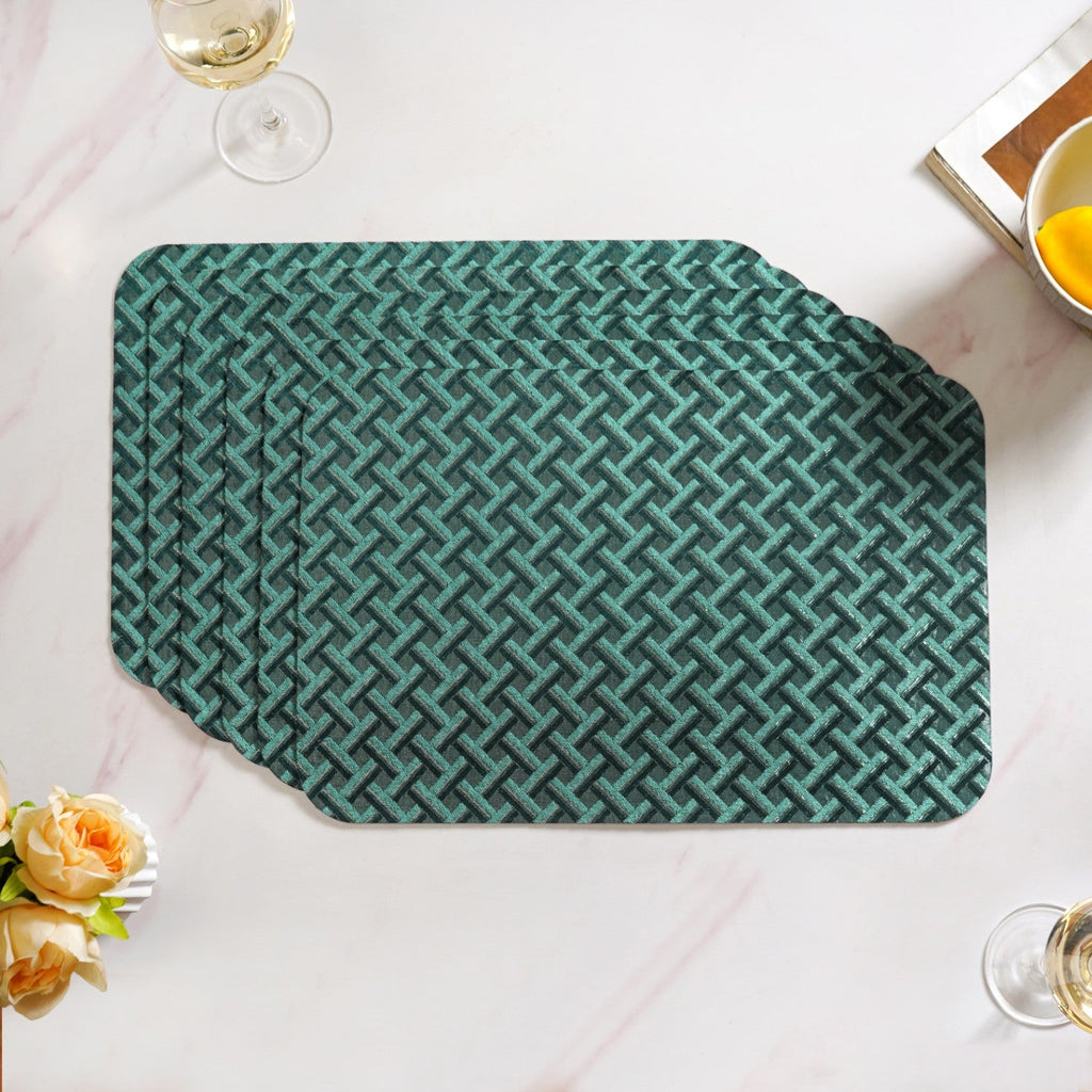 Emerald Green Basket Pattern Tablemat Set Of 6 Nestasia