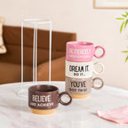 Inspirational Quotes Stackable Tea Cup Set Of 4 215ml Nestasia