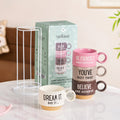 Inspirational Quotes Stackable Tea Cup Set Of 4 215ml Nestasia