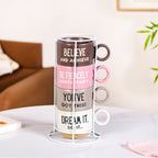 Inspirational Quotes Stackable Tea Cup Set Of 4 215ml Nestasia