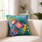 Enchanted Flora Cotton Embroidered Cushion Cover 40x40cm Nestasia