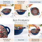 Mandala Melange Ceramic Serving Bowl Blue 1500ml Nestasia