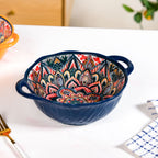 Mandala Melange Ceramic Serving Bowl Blue 1500ml Nestasia