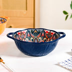 Mandala Melange Ceramic Serving Bowl Blue 1500ml Nestasia