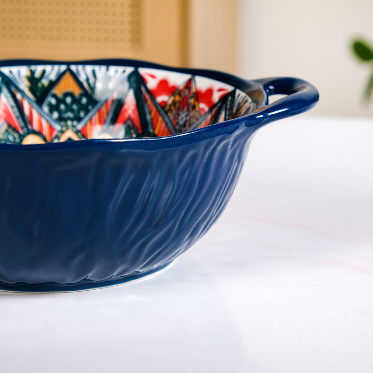 Mandala Melange Ceramic Serving Bowl Blue 1500ml Nestasia