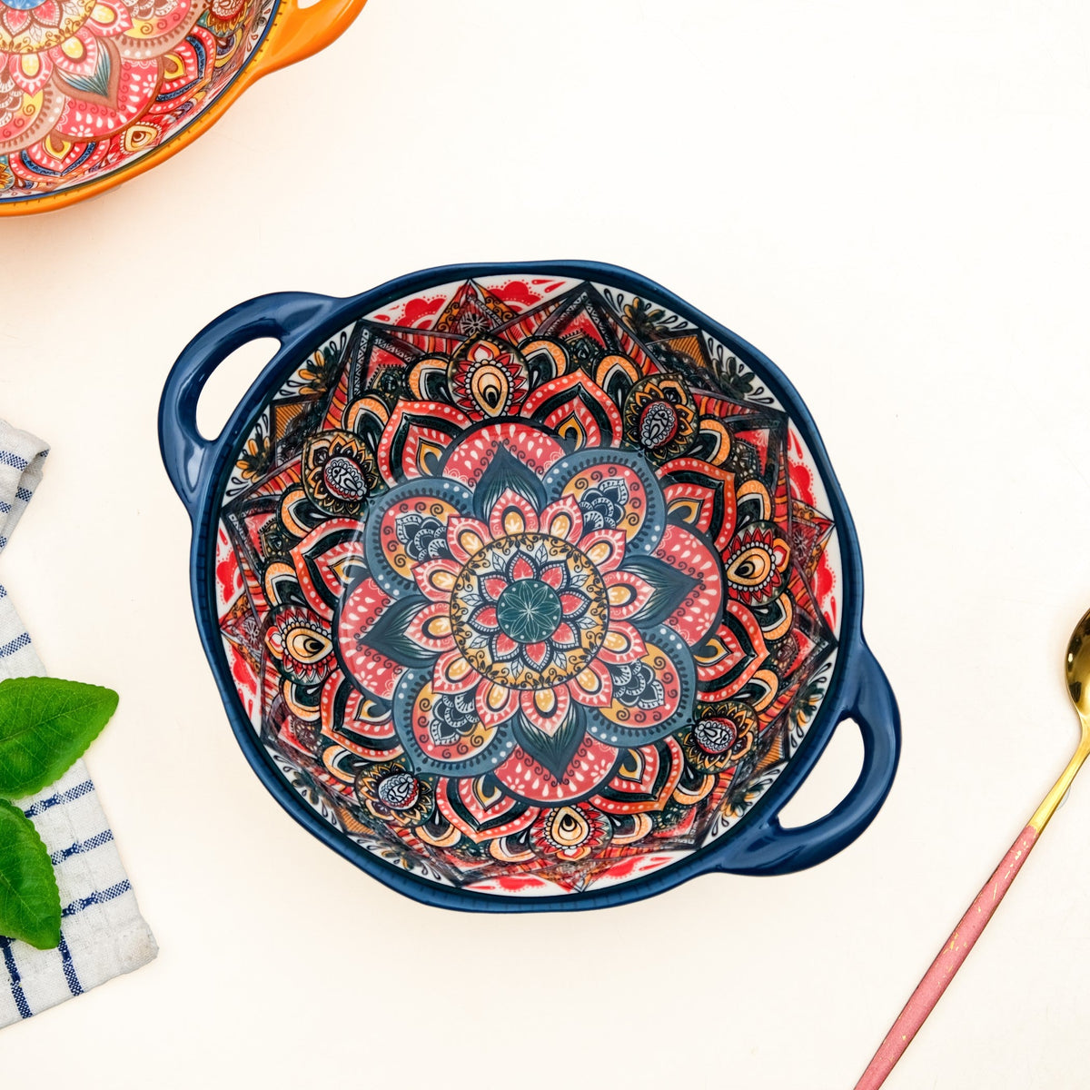 Mandala Melange Ceramic Serving Bowl Blue 1500ml Nestasia