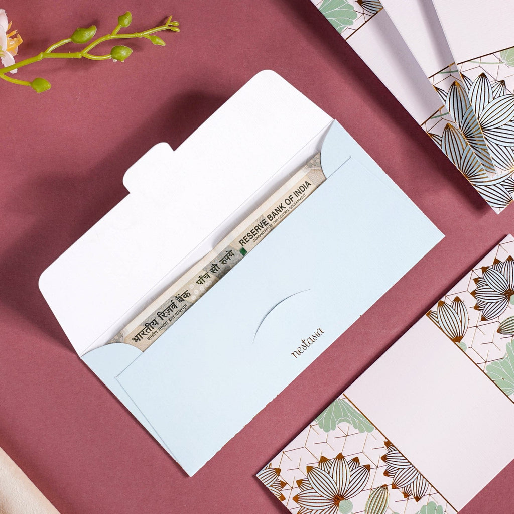 Set Of 12 Blue Lotus Money Gifting Envelope Nestasia