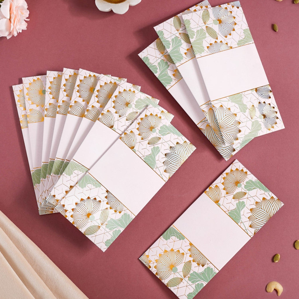 Set Of 12 Blue Lotus Money Gifting Envelope Nestasia