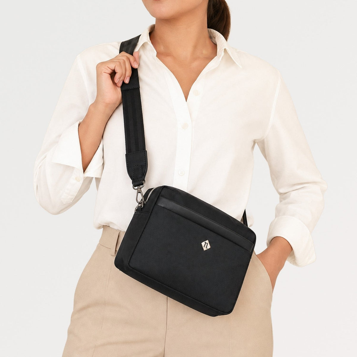 Enigma Shoulder Sling Bag Black Nestasia