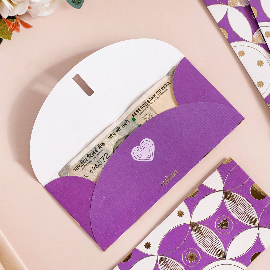 Set Of 12 Luxury Gifting Envelope For Weddings And Birthdays Purple Nestasia