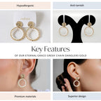 Eternal Grace Greek Chain Danglers Gold Nestasia