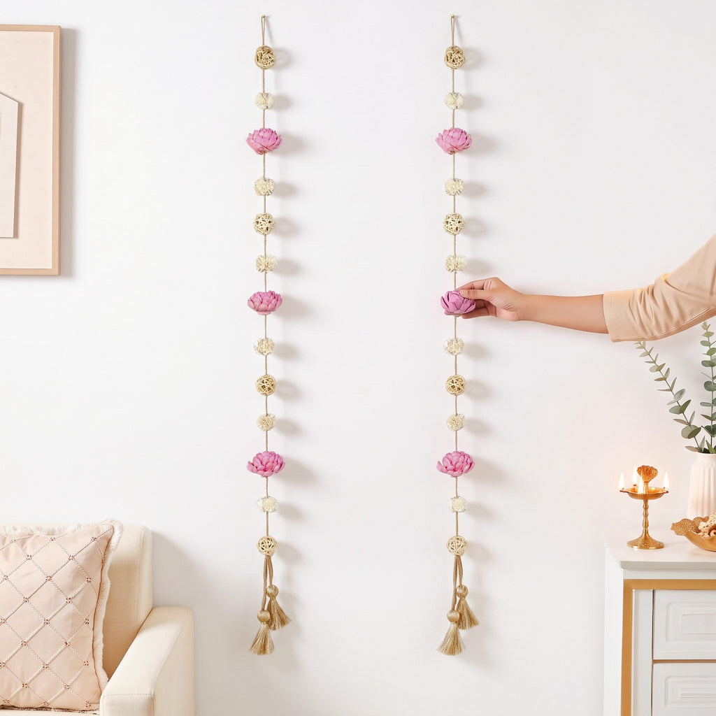 Eternia Reusable Handmade Sola Wall Hanging Garland Pink Set Of 2 Nestasia