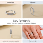 Ethereal Charm Adjustable Silver Ring Nestasia