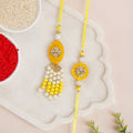 Ethereal Yellow Pearl Rakhi Lumba Gift Set Nestasia