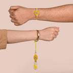 Ethereal Yellow Pearl Rakhi Lumba Gift Set Nestasia