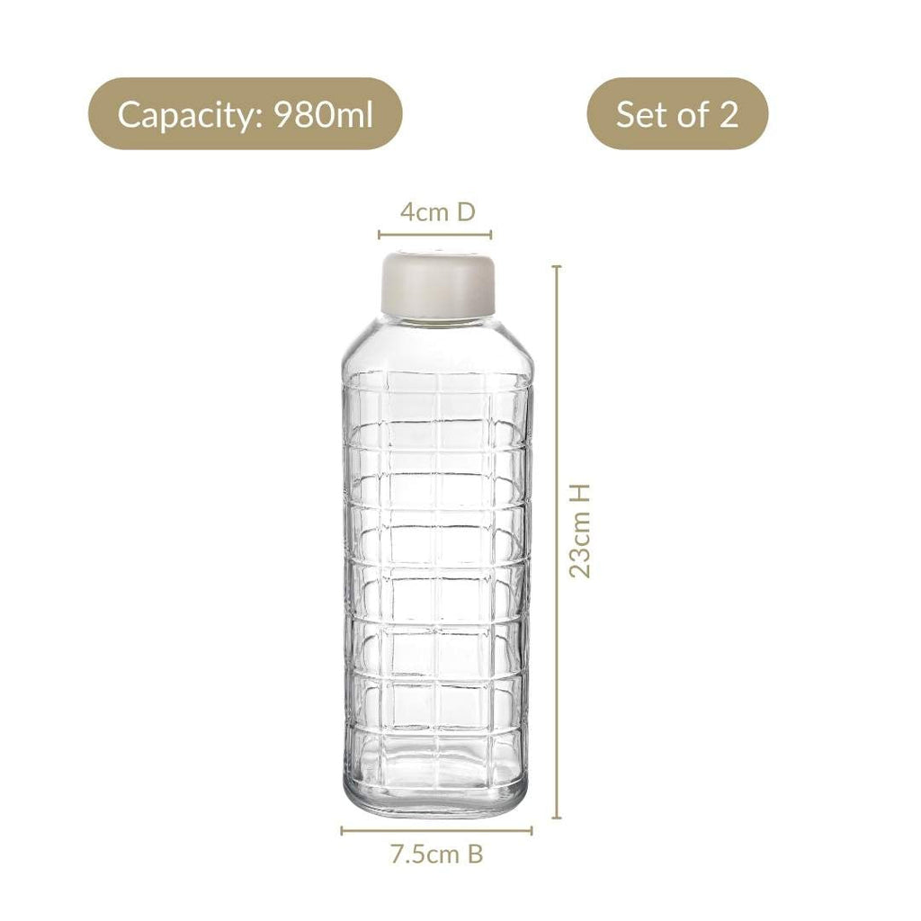 Everyday Transparent Glass Bottle Set Of 2 980ml Nestasia