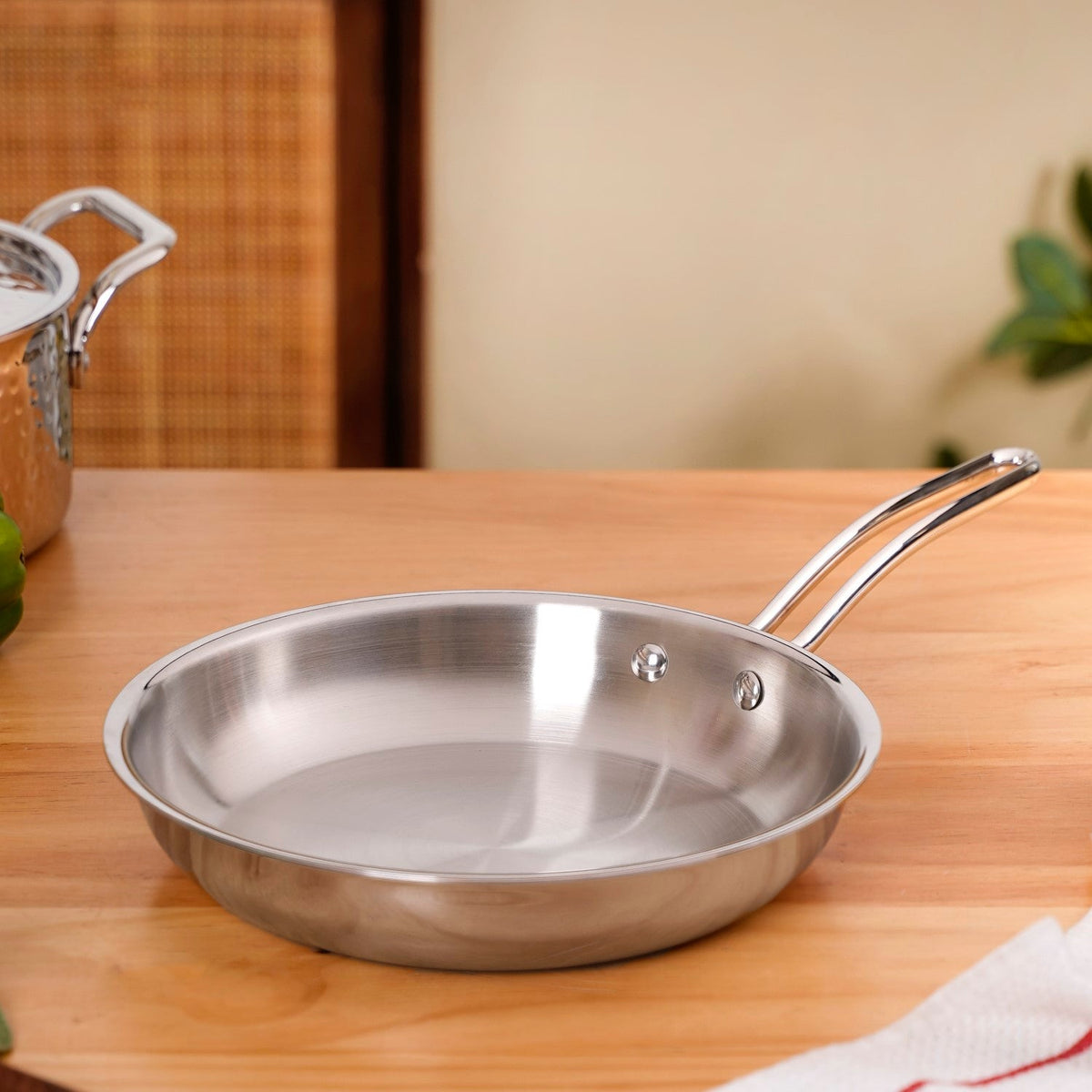 Tri Ply Thick Stainless Steel Fry Pan Induction Safe 1750ml Nestasia