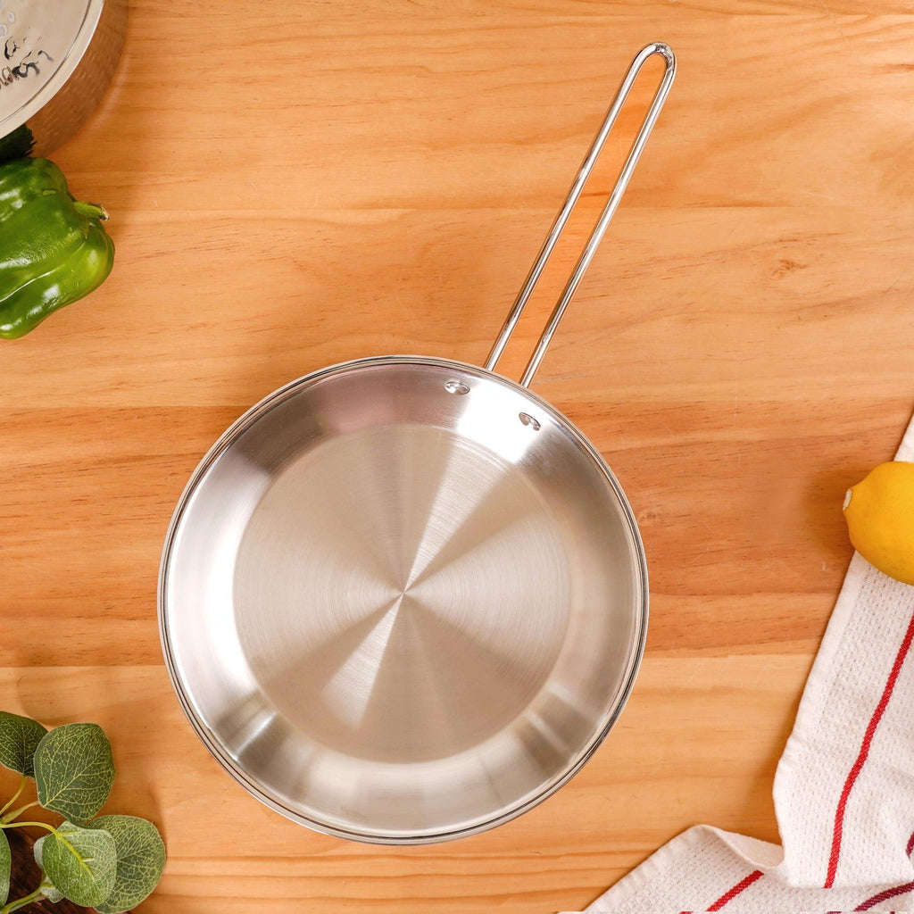 Tri Ply Thick Stainless Steel Fry Pan Induction Safe 1750ml Nestasia