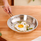 Tri Ply Thick Stainless Steel Fry Pan Induction Safe 1750ml Nestasia