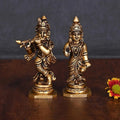 Brass Standing Radha Krishna Idols Set (4 Inch) Vedansh Craft