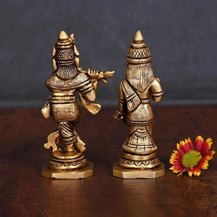 Brass Standing Radha Krishna Idols Set (4 Inch) Vedansh Craft