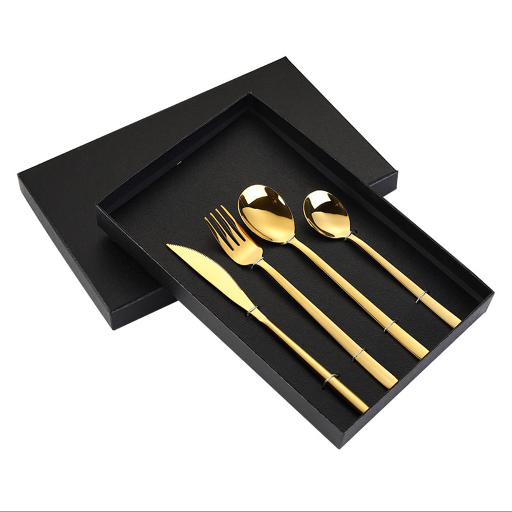 Vintage Stainless Steel Cutlery Set Of 4 Golden Nestasia