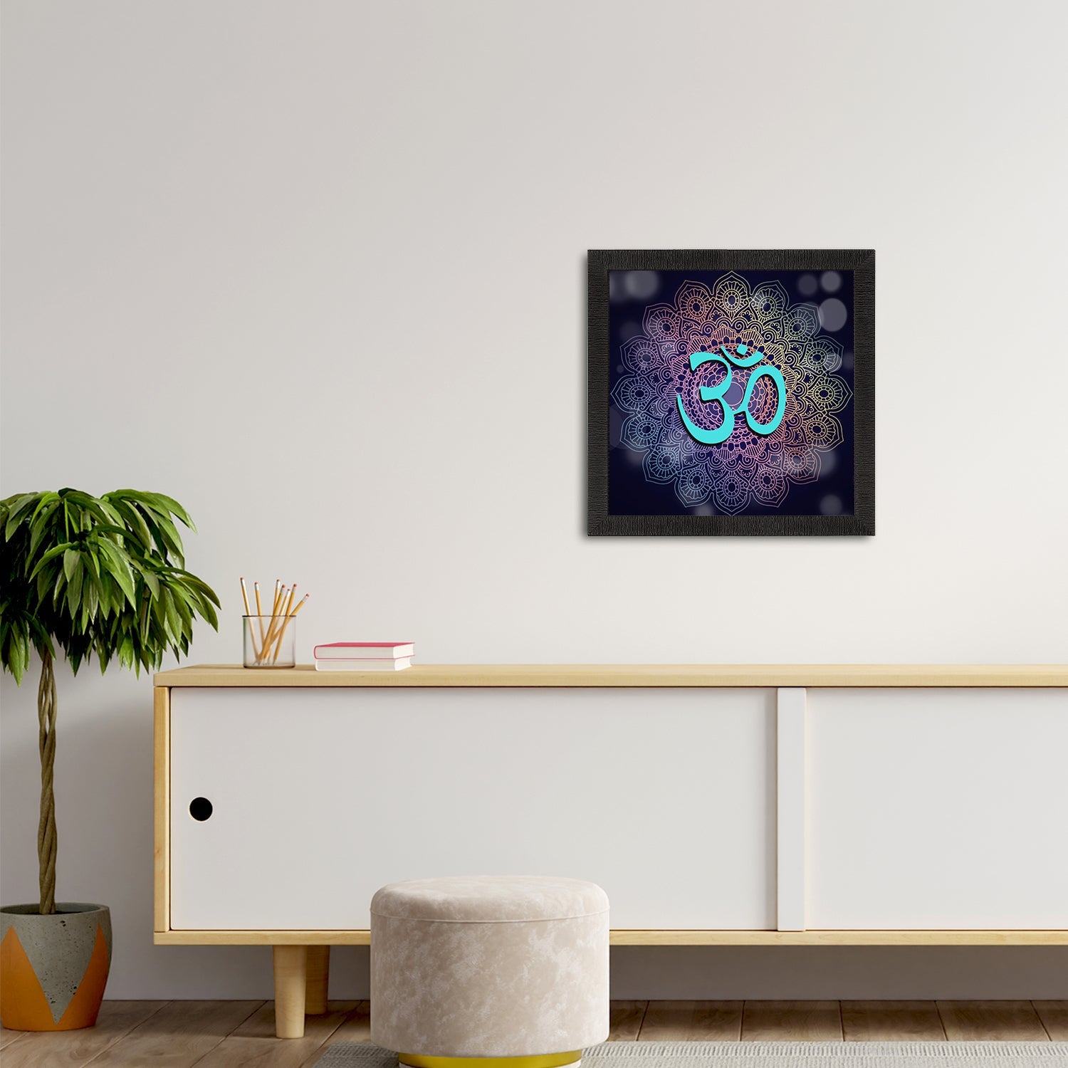 Om Symbol Satin Matt Textured UV Art Painting Kafalo