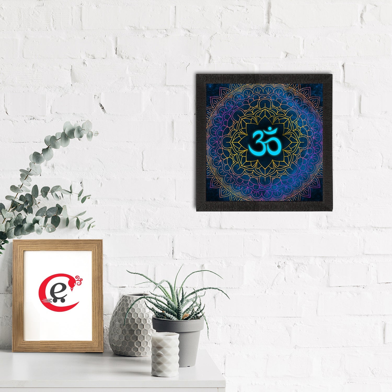 Om Symbol Satin Matt Textured UV Art Painting Kafalo