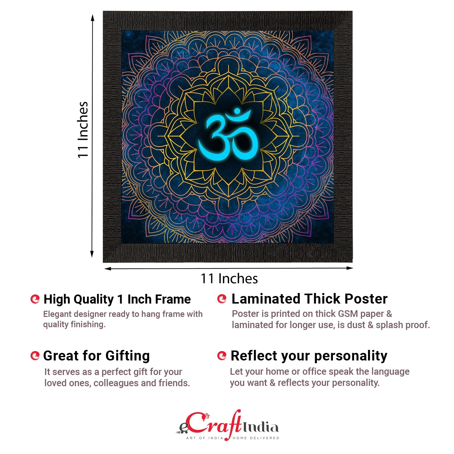 Om Symbol Satin Matt Textured UV Art Painting Kafalo