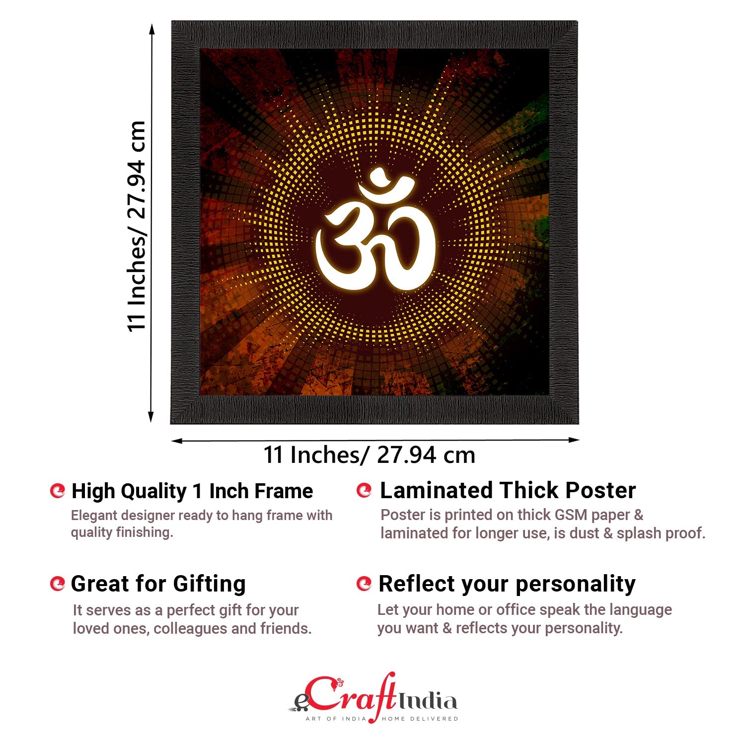 Om Symbol Satin Matt Textured UV Art Painting Kafalo