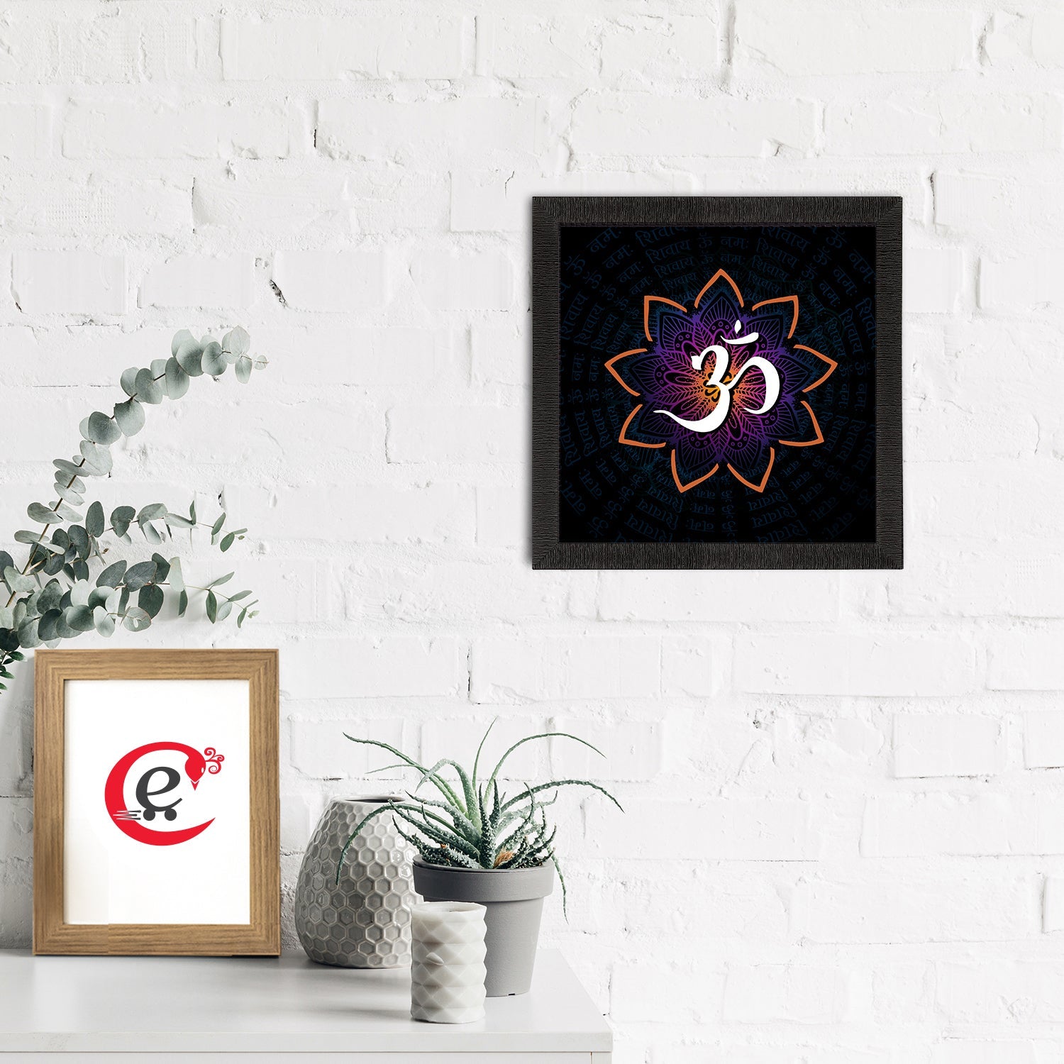 Om Symbol Satin Matt Textured UV Art Painting Kafalo