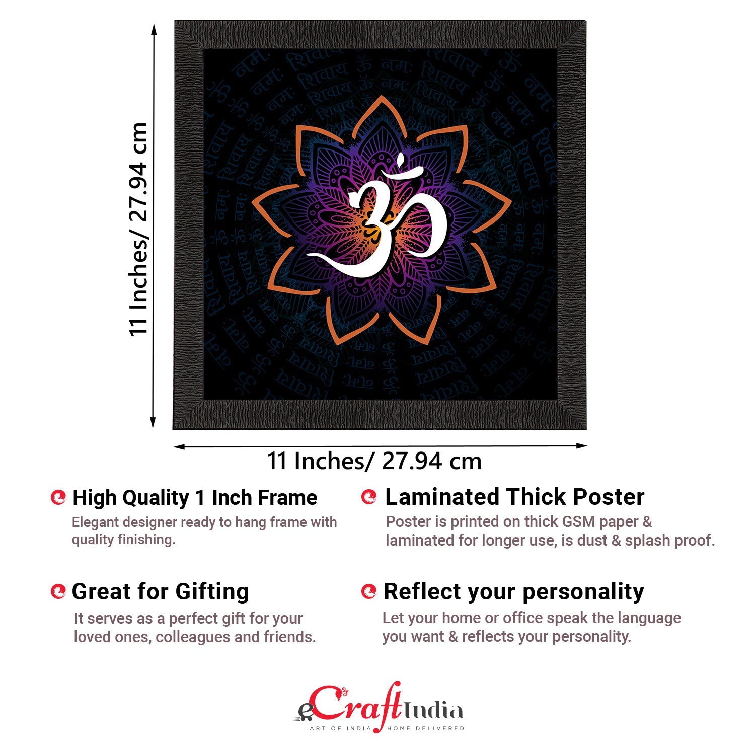 Om Symbol Satin Matt Textured UV Art Painting Kafalo
