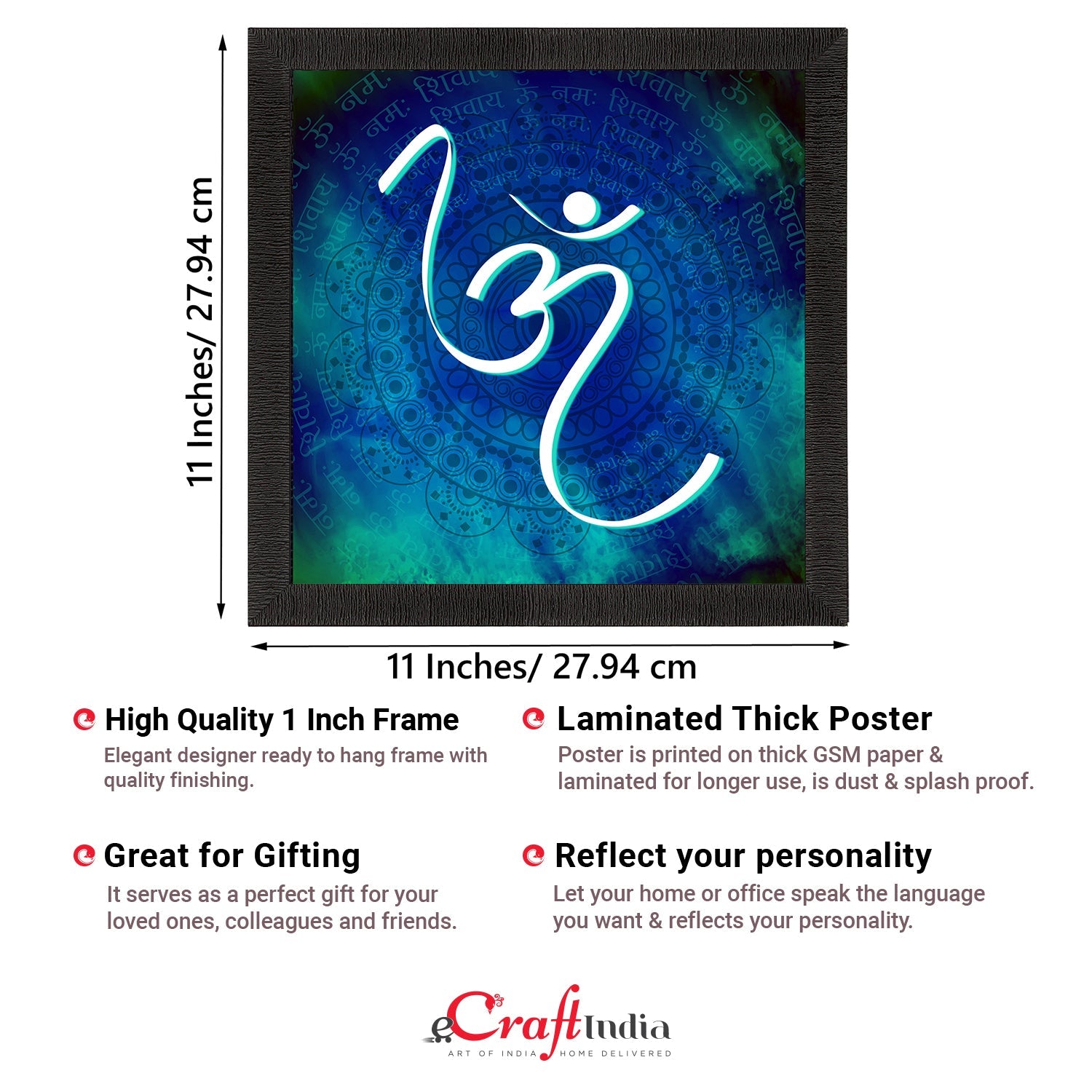 Om Symbol Satin Matt Textured UV Art Painting Kafalo