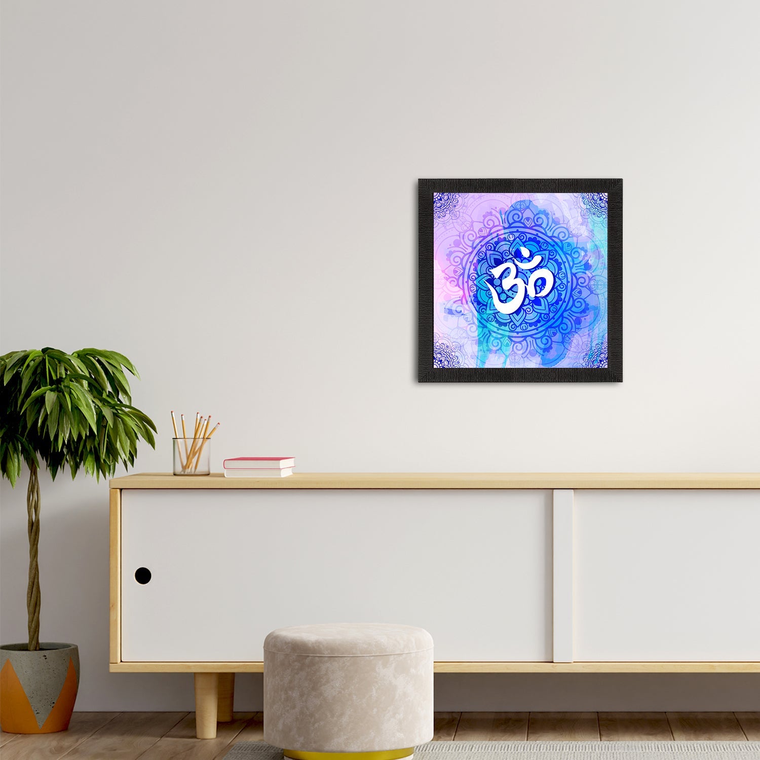 Om Symbol Satin Matt Textured UV Art Painting Kafalo
