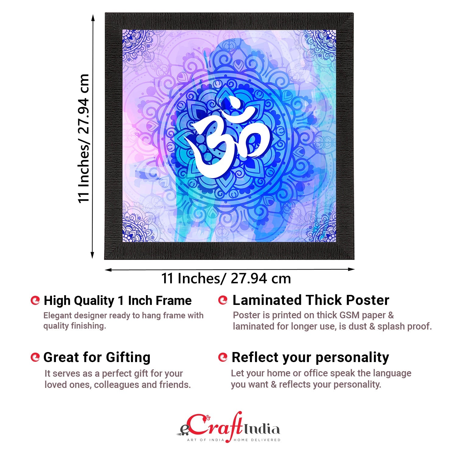 Om Symbol Satin Matt Textured UV Art Painting Kafalo