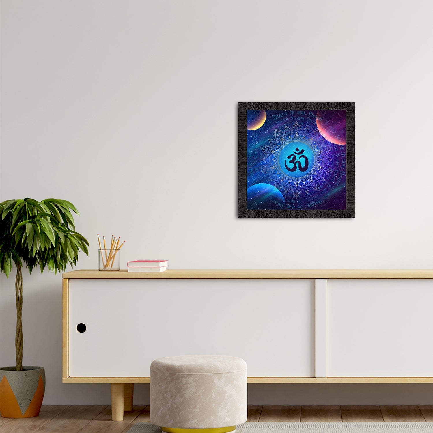 Om Symbol Satin Matt Textured UV Art Painting Kafalo
