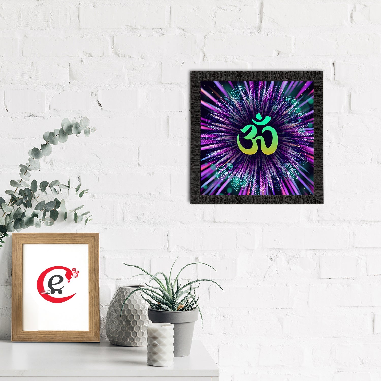Om Symbol Satin Matt Textured UV Art Painting Kafalo