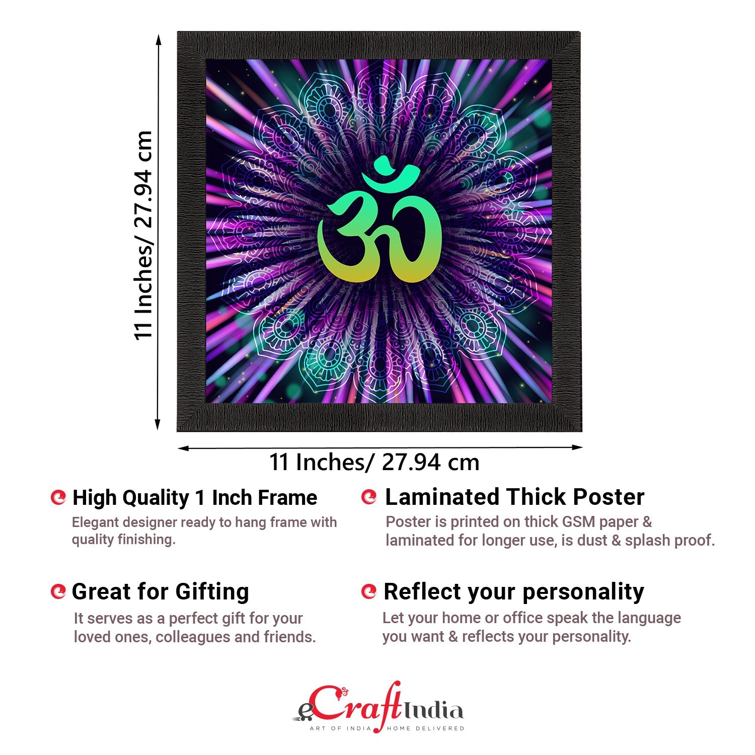 Om Symbol Satin Matt Textured UV Art Painting Kafalo