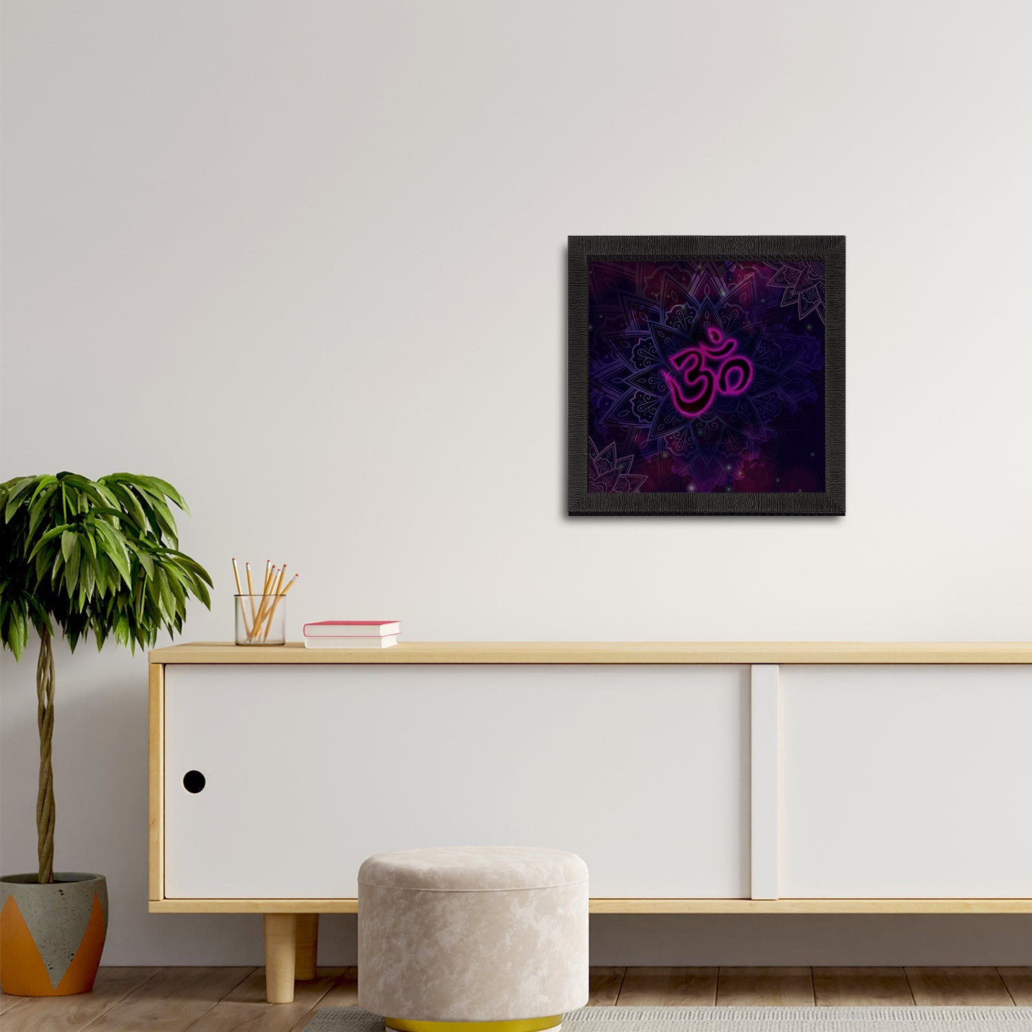 Om Symbol Satin Matt Textured UV Art Painting Kafalo