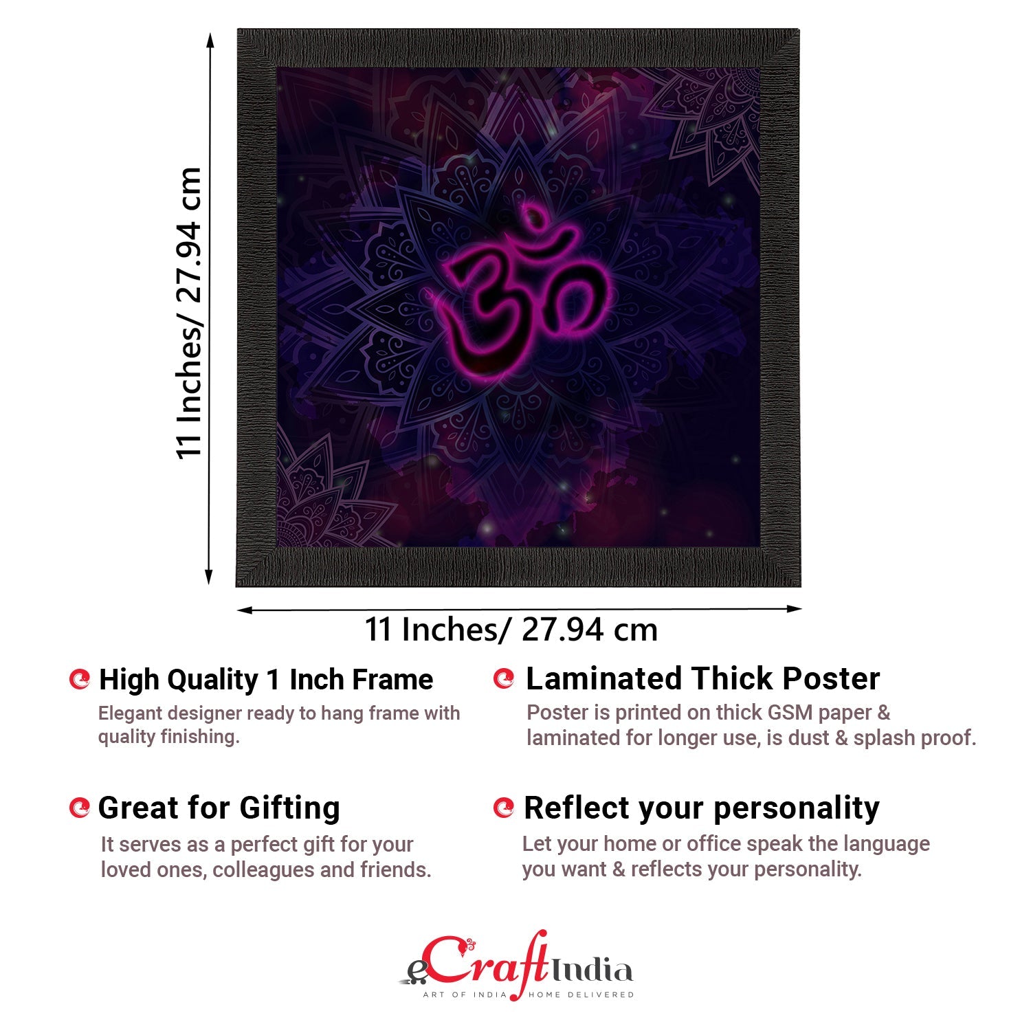 Om Symbol Satin Matt Textured UV Art Painting Kafalo