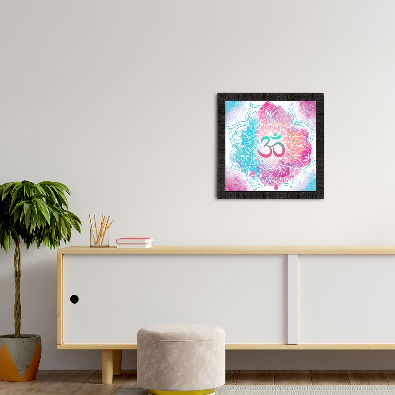 Om Symbol Satin Matt Textured UV Art Painting Kafalo